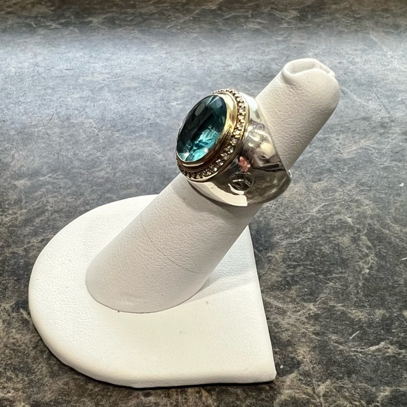 David Yurman Blue Topaz Gold, Diamond, Sterling Silver 925 - Picture 12 of 13